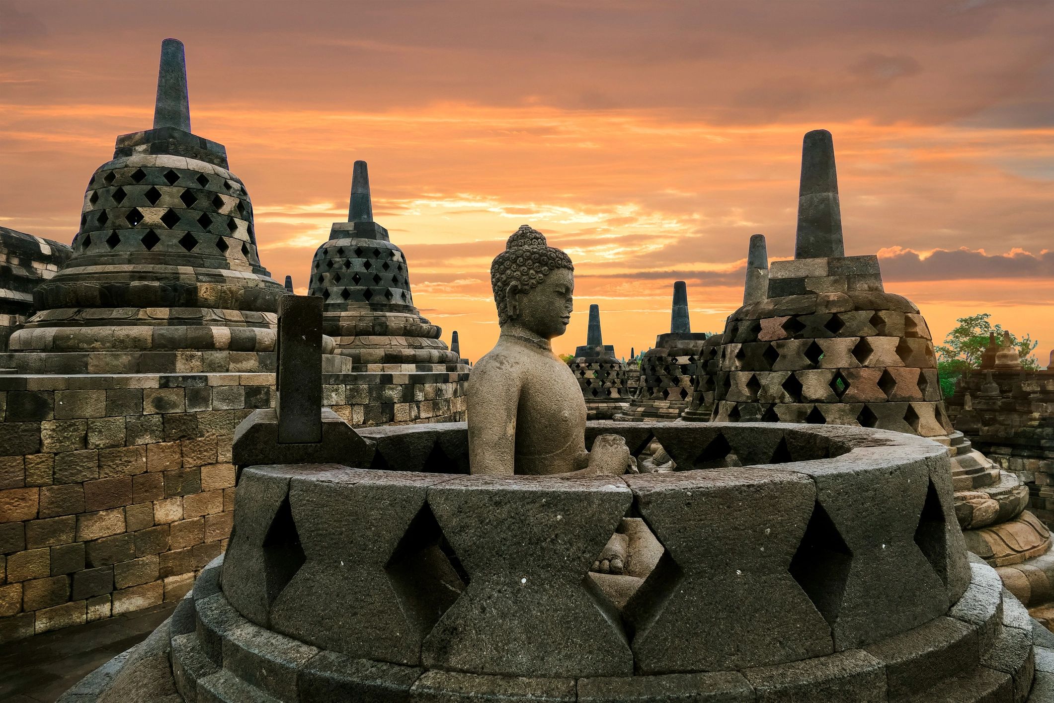 Ancient temple at sunrise