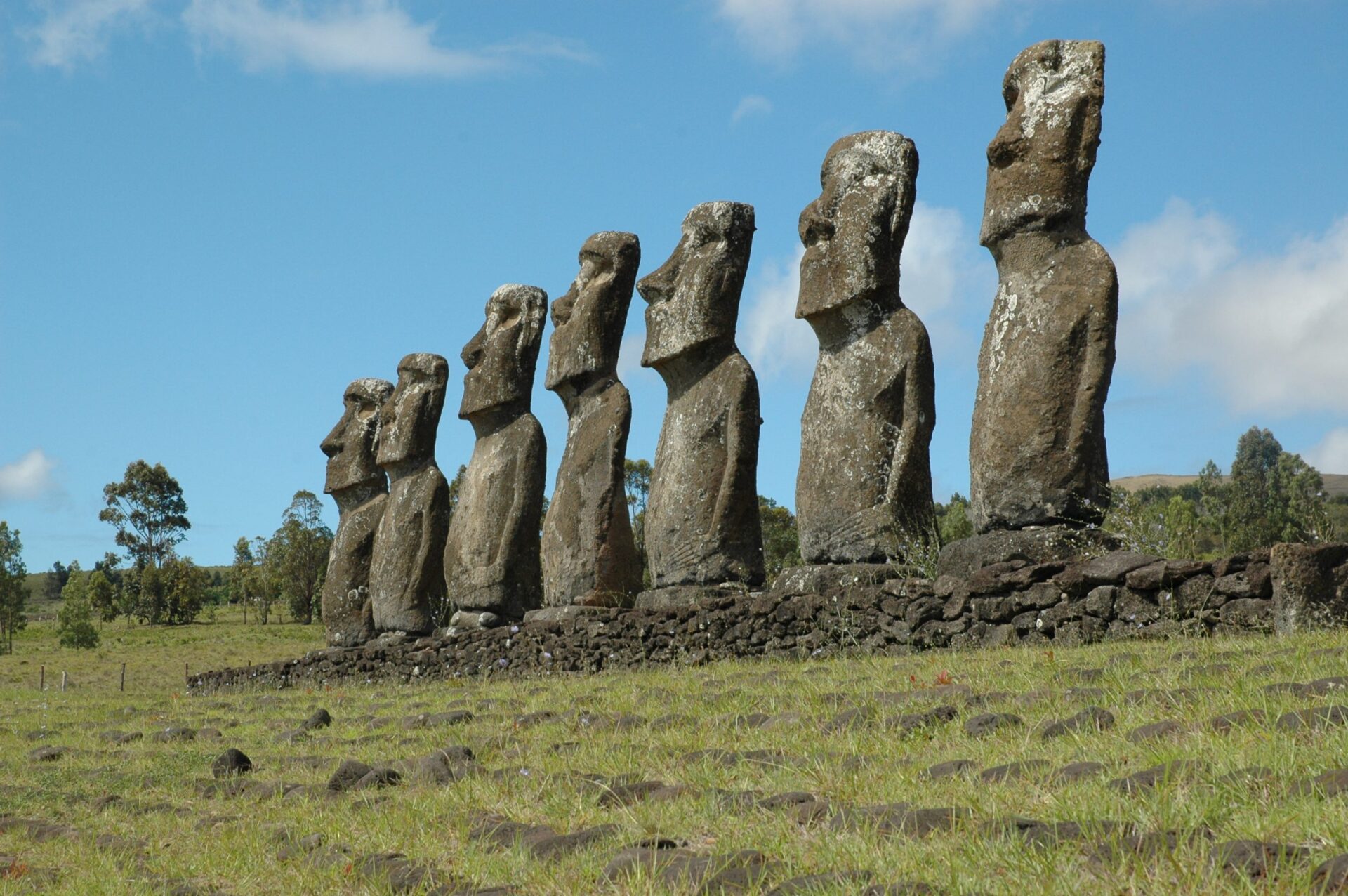 Row of Easter Island moai statues